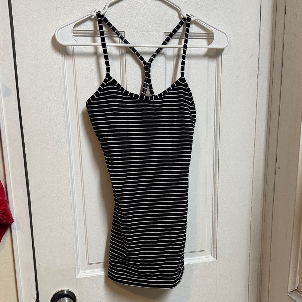 lululemon athletica Black and White Striped Camisole power Y